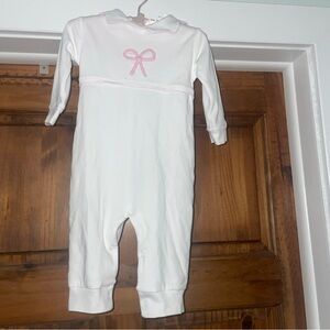 Little English Baby Girls White With Pink Bow Romper Jumpsuit 6 Months